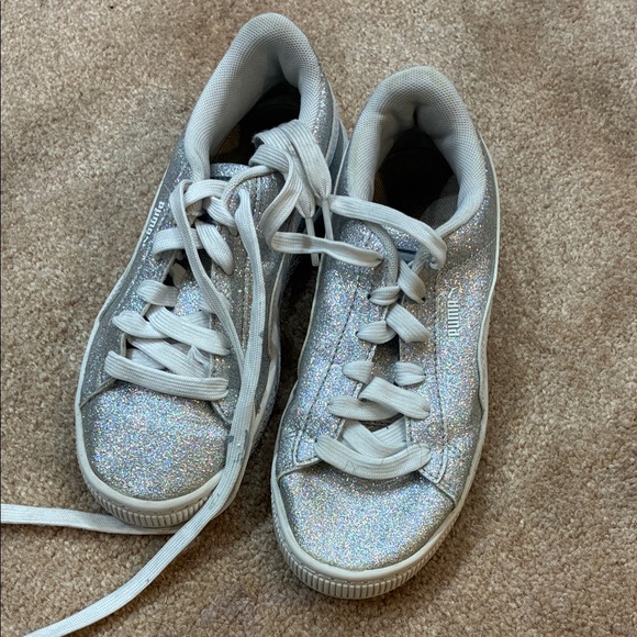 Puma Kids Sparkling Silver Sneakers - Picture 1 of 4